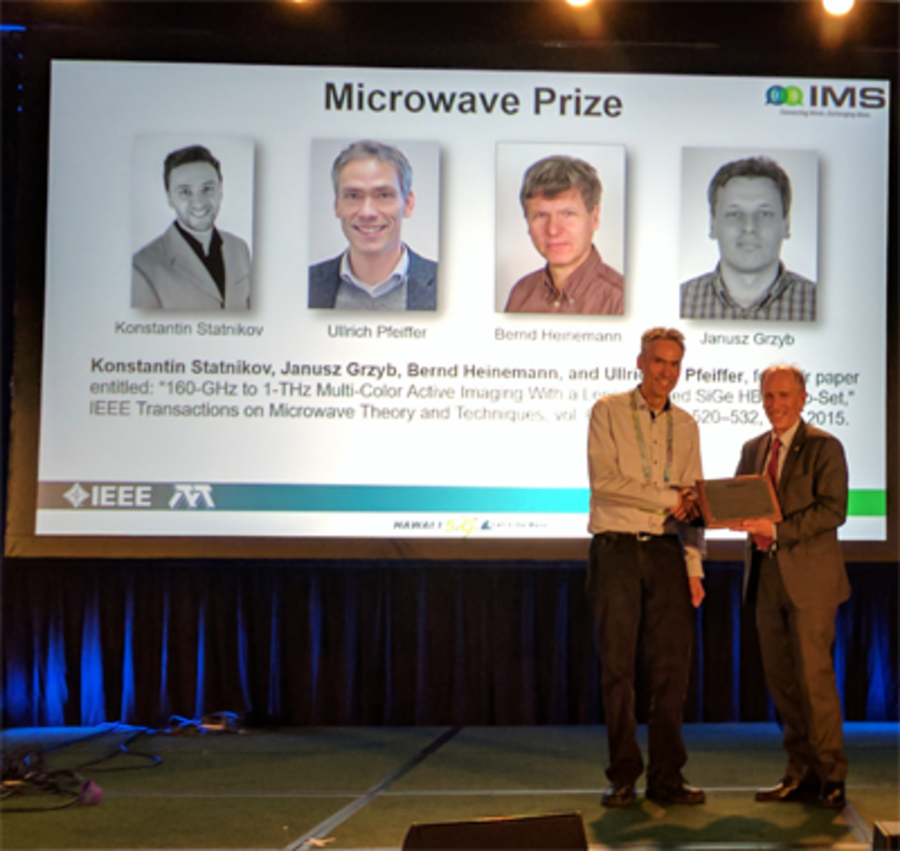 7. Juni: Prof. Dr. Ullrich Pfeiffer nimmt den „Microwave Prize“ 2017 entgegen.